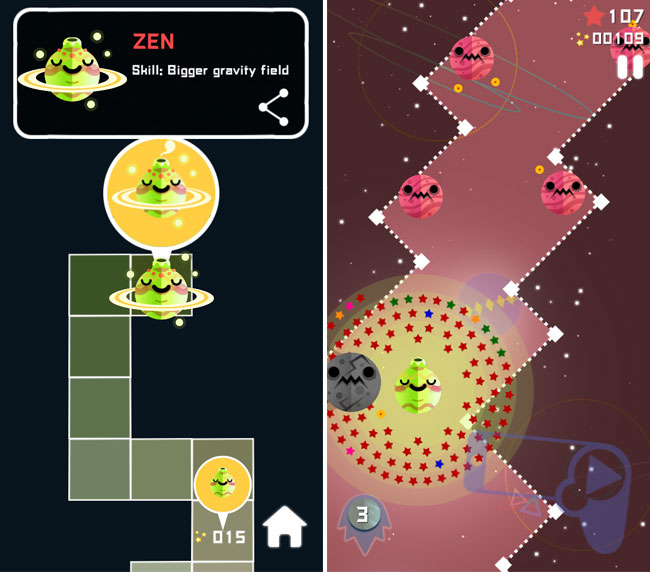 Зеленая планета ZEN из мобильной игры MagSorb имеет увеличенное поле 